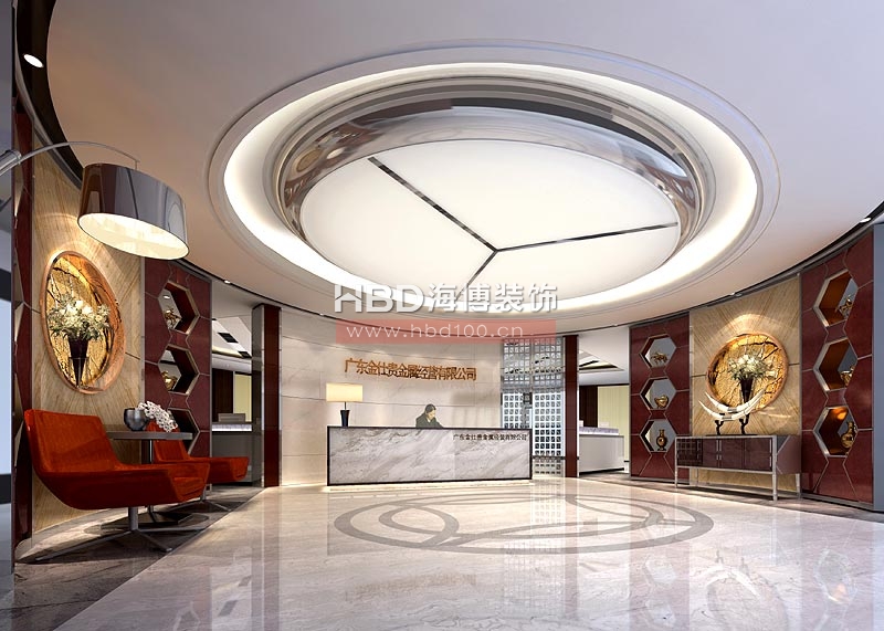 西塔辦公室裝修 金仕貴金屬前臺設(shè)計