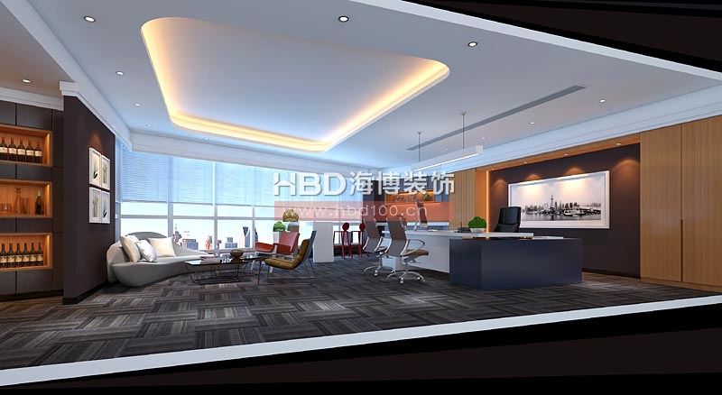 萬銀投資公司辦公室裝修設(shè)計(jì) 董事長效果圖